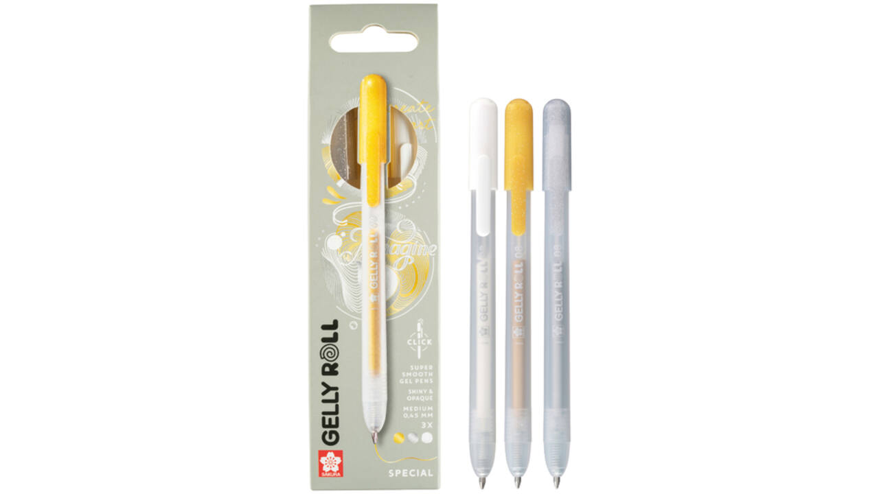 Gelschrijver Sakura Gelly Roll Special 08 klikfunctie set à 3 kleuren goud