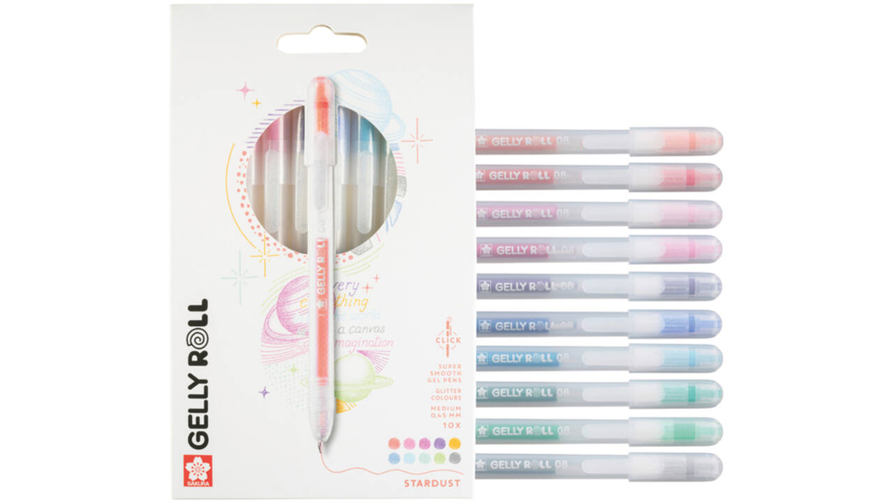 Gelschrijver Sakura Gelly Roll Stardust 08 klikfunctie set à 10 kleuren