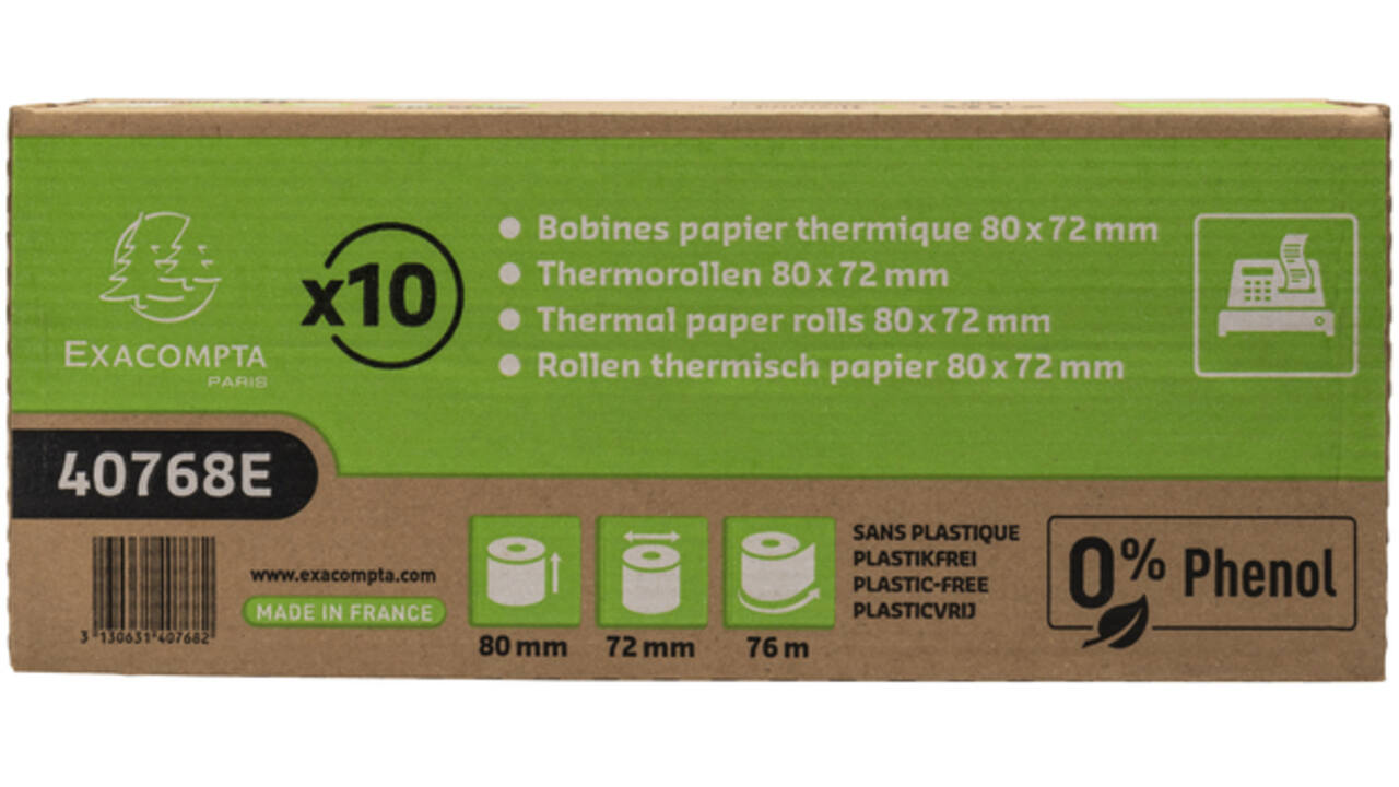 Telrol Exacompta 80mmx76m kern Ø12mm thermisch fenolvrij