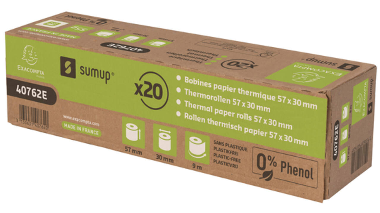 Telrol Exacompta 57mmx9m, kern Ø12mm SumUp thermisch fenolvrij