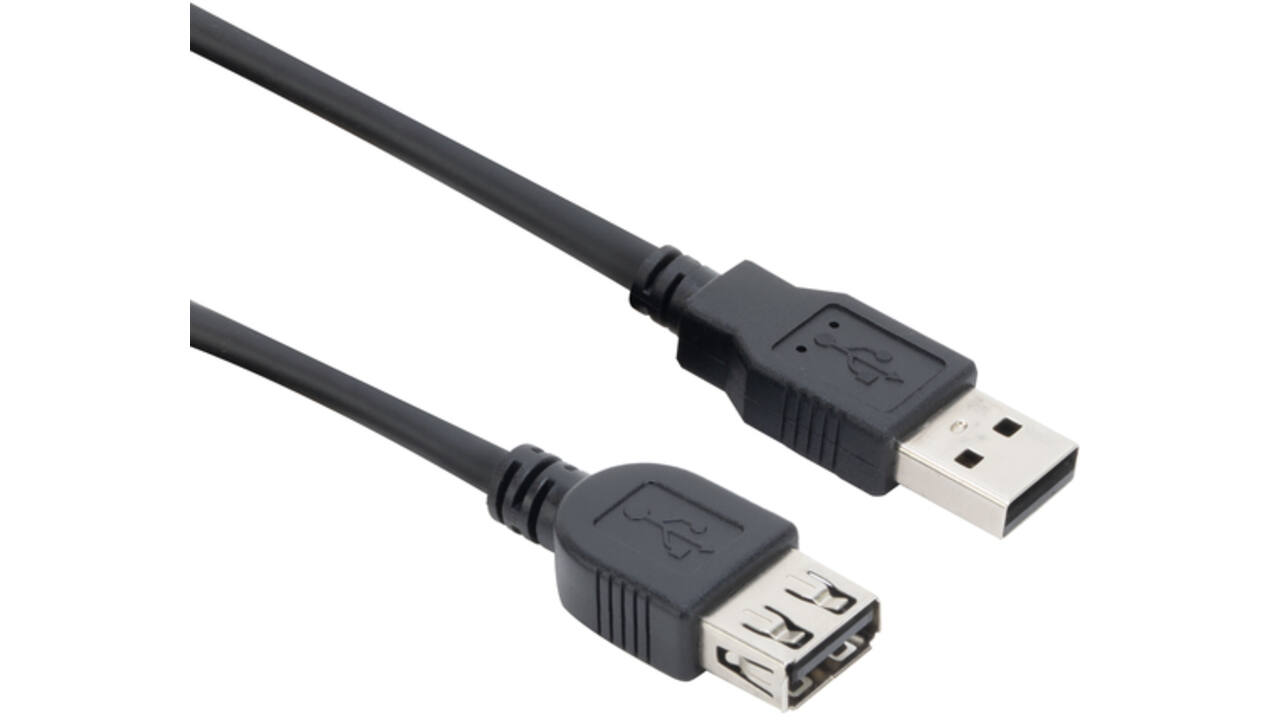 Kabel ACT USB 2.0 A male - USB A female zwart 0.5 meter