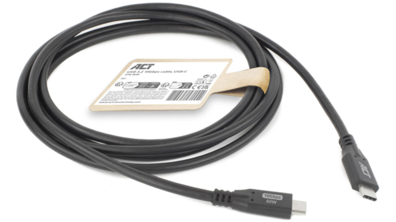 Kabel ACT USB-C 3.2 GEN.2 M/M zwart 2 meter