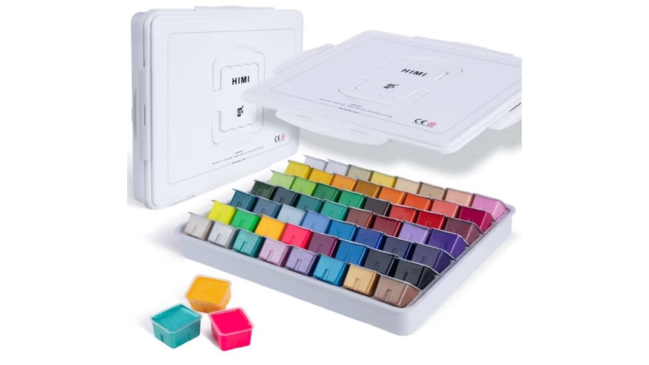 Gouache HIMI 56 kleuren 30gr inclusief neon en matellic opbergbox wit