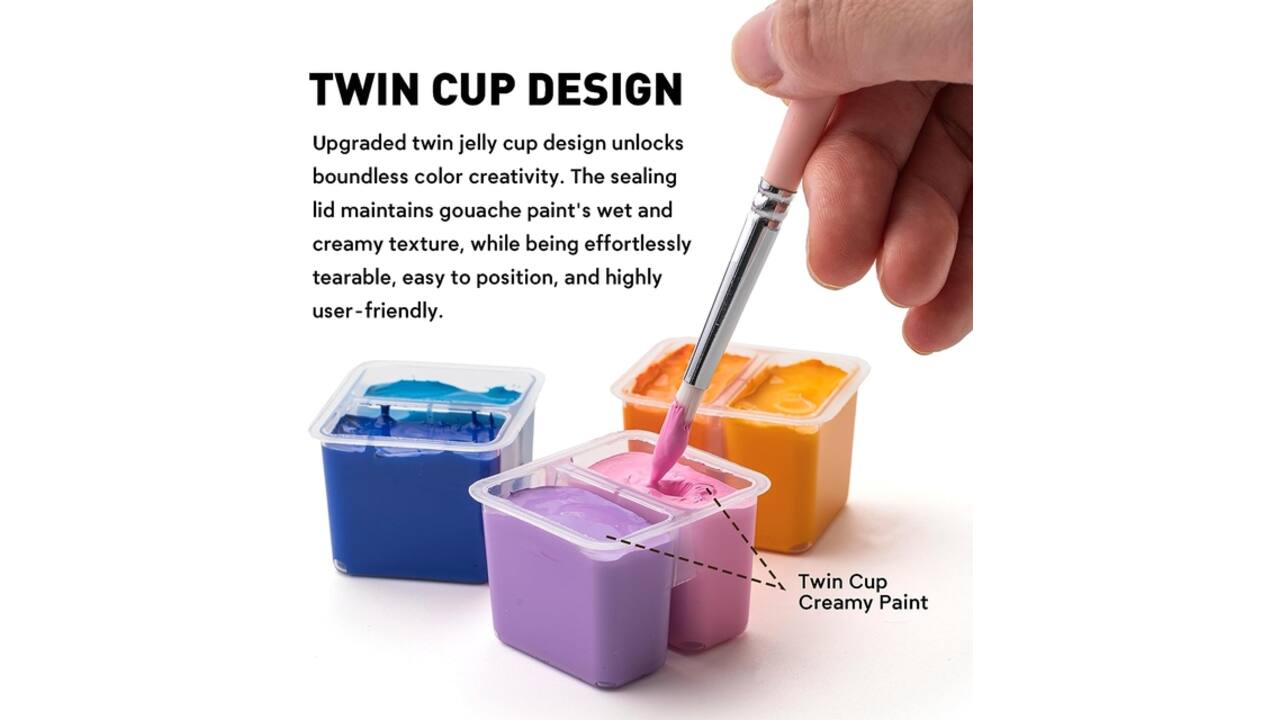 Gouache HIMI Twin cups 36 kleuren 12gr opbergbox lila