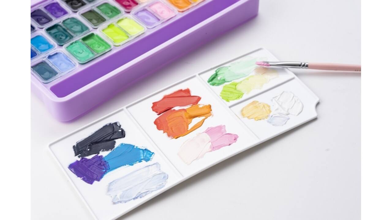 Gouache HIMI Twin cups 36 kleuren 12gr opbergbox lila