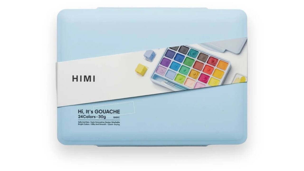 Gouache HIMI 24 kleuren 30gr opbergbox ice blue