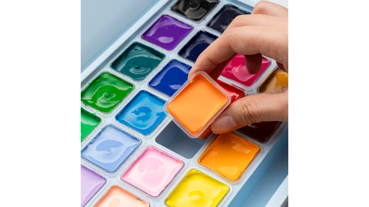 Gouache HIMI 24 kleuren 30gr opbergbox ice blue