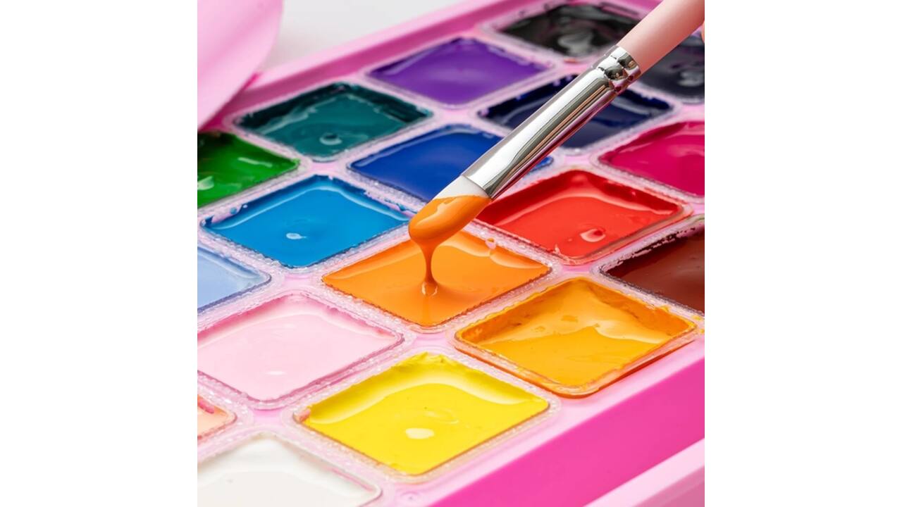 Gouache HIMI 24 kleuren 30gr opbergbox roze