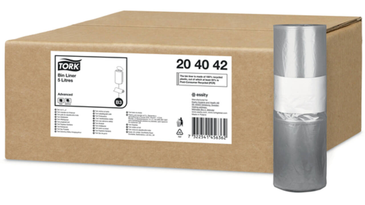 Afvalzak Tork B3 Advanced 33x40cm 5L transparant 204042