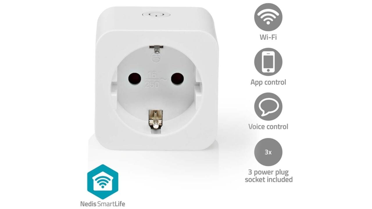 Slimme stekker Nedis Smartlife Wifi 3 stuks wit