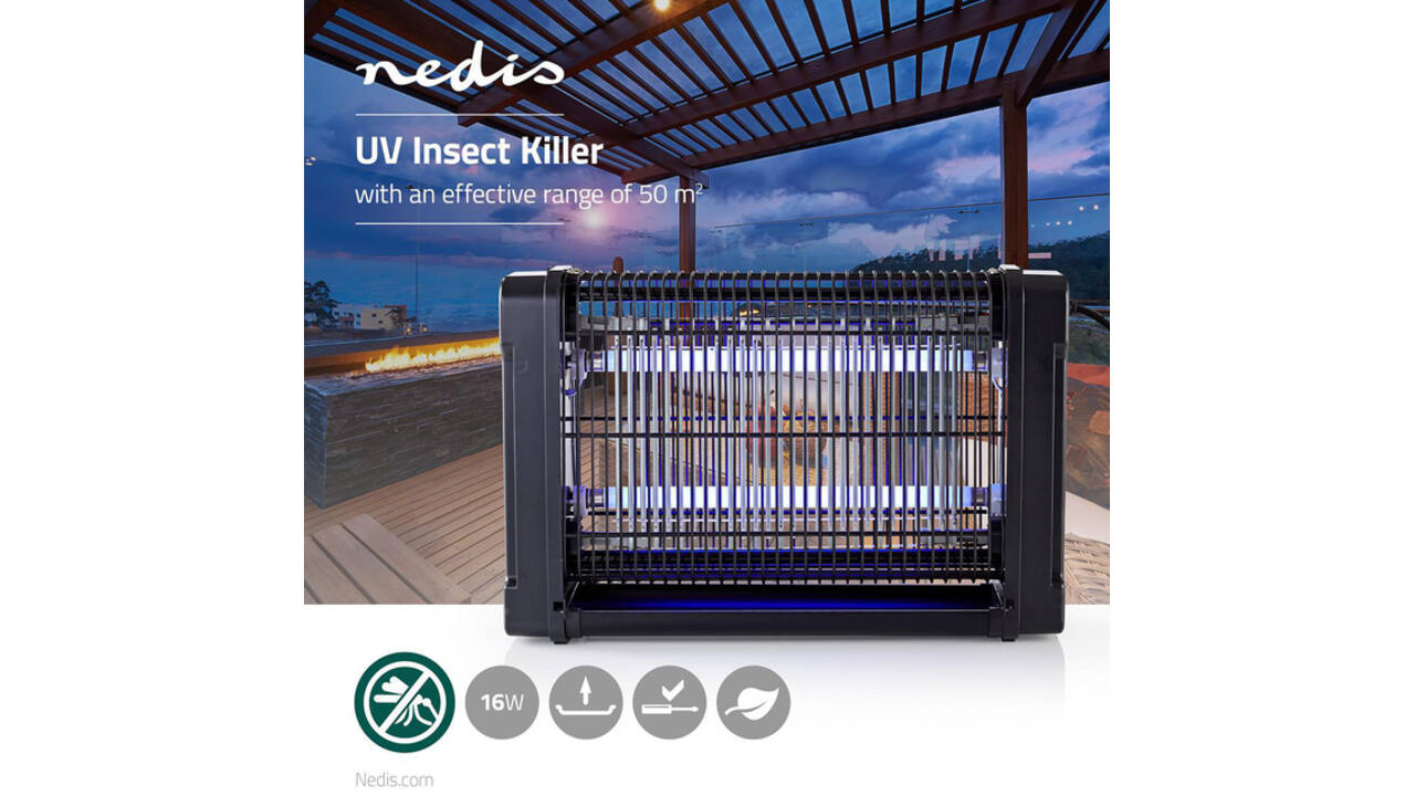 Insectenlamp Nedis electrisch 2x8watt 50M2 zwart