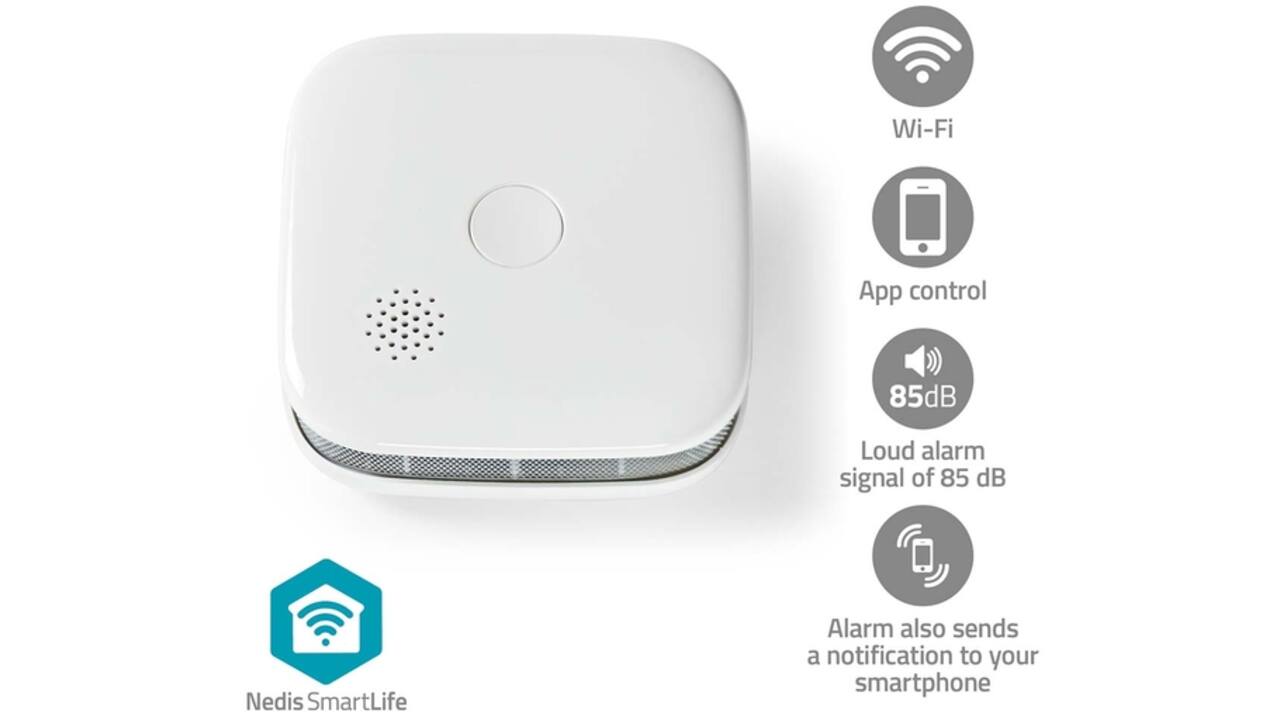 Rookmelder Nedis Smartlife Wifi 10 jaar sensor wit