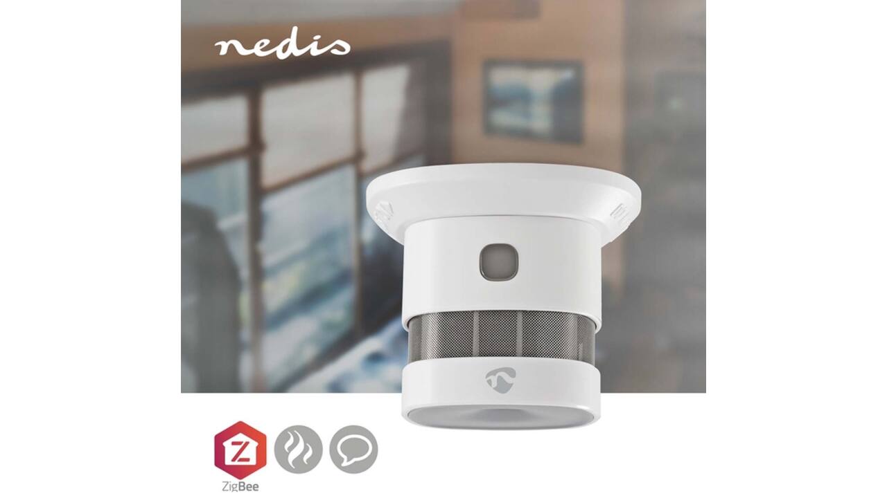 Rookmelder Nedis Smartlife Zigbee 3.0 Wifi 10 jaar sensor wit