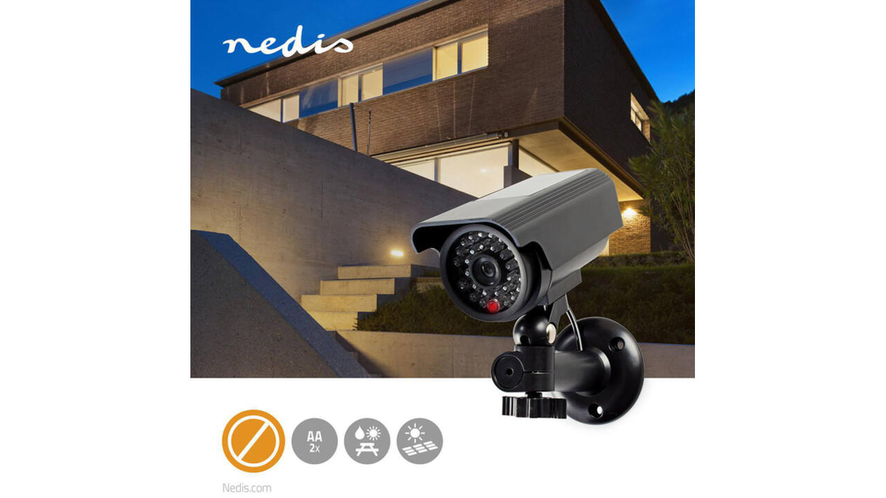 Dummy beveiligingscamera Nedis bullet solar buiten grijs