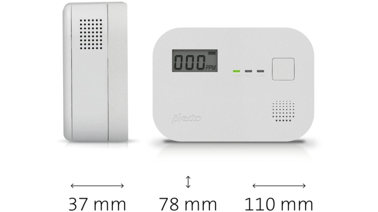 Koolmonoxidemelder Alecto 10 jaar sensor en display COA3910 wit