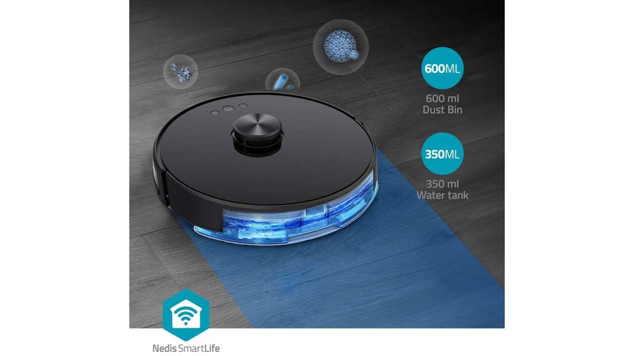 Robotstofzuiger Nedis Smartlife wifi laser 3-in-1 zwart