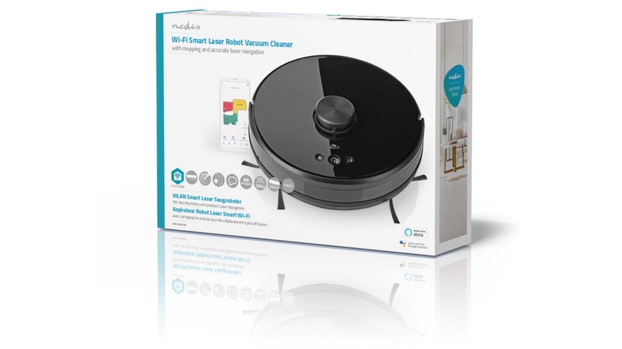 Robotstofzuiger Nedis Smartlife wifi laser 3-in-1 zwart