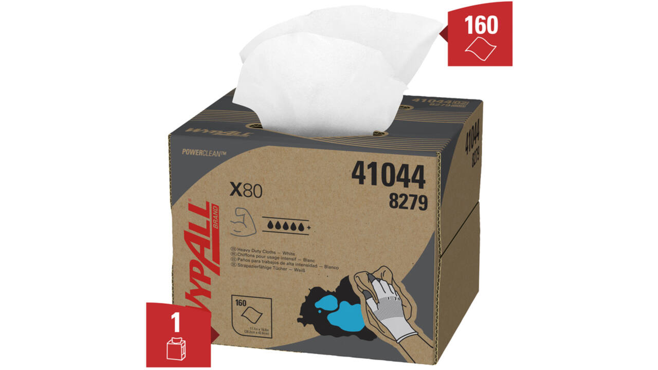 Poetsdoek WypAll X80 PowerClean 426x281mm 160vel dispenserdoos wit 8279