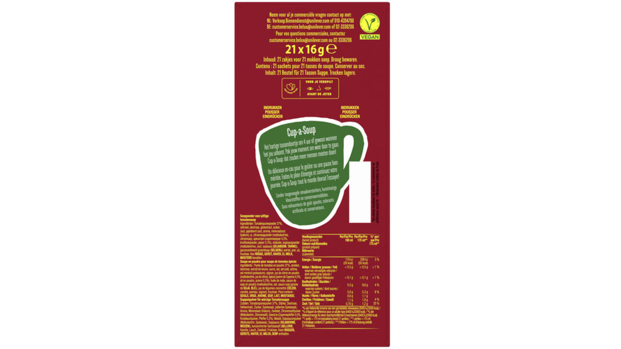 Cup-a-Soup Knorr pittige tomaat 21x175ml.