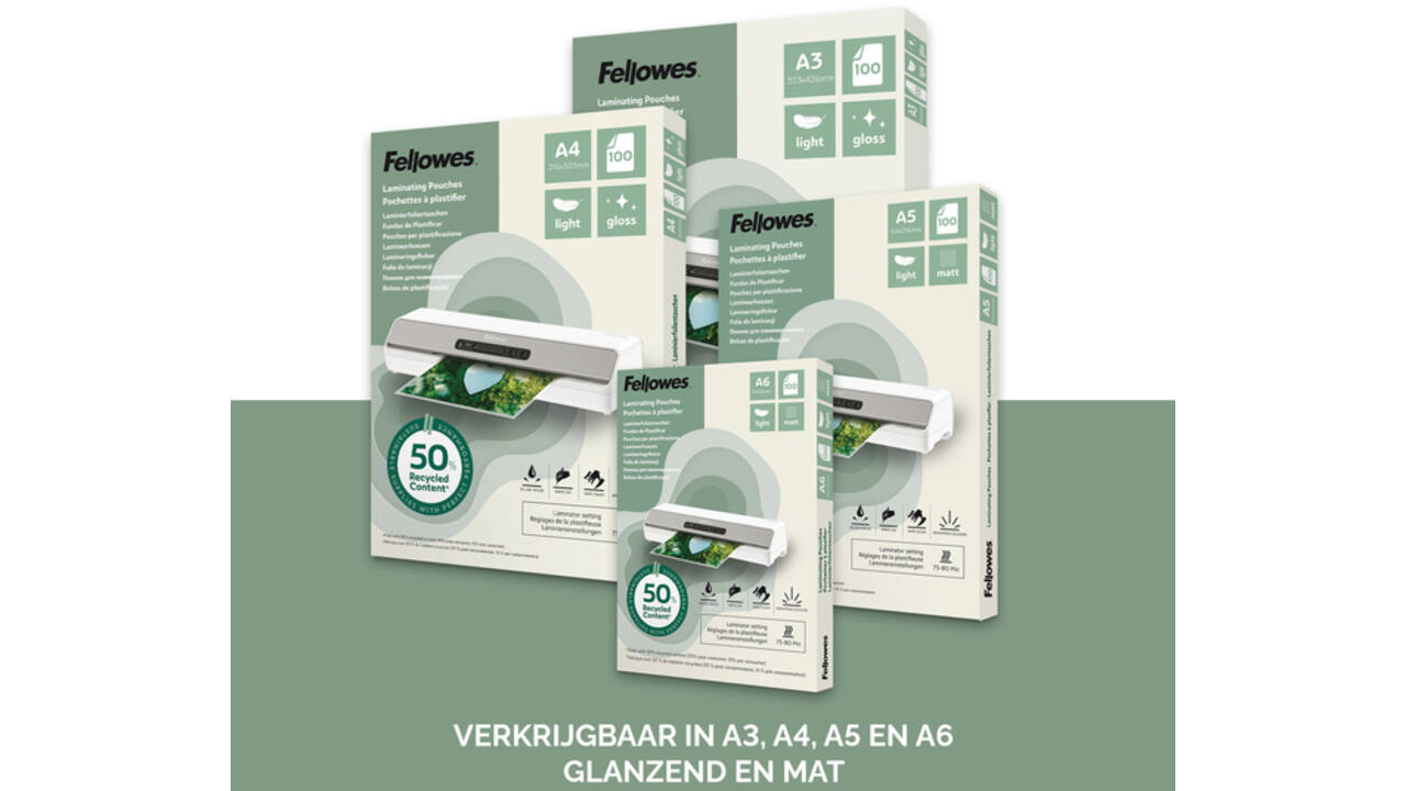 Lamineerhoes Fellowes A3 light 50% gerecycled glans 100stuks