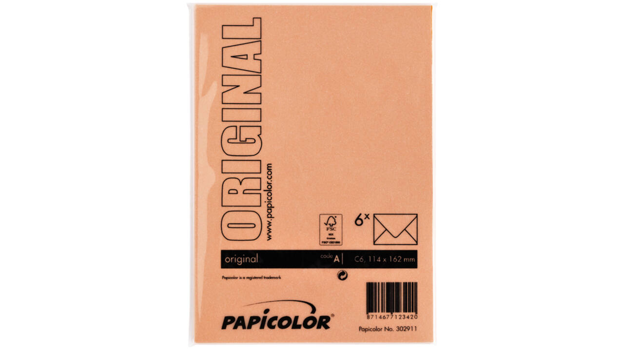 Envelop Papicolor C6 114x162mm oranje