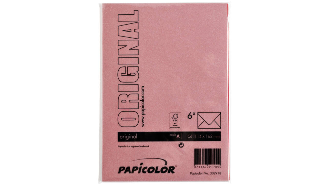 Envelop Papicolor C6 114x162mm rood