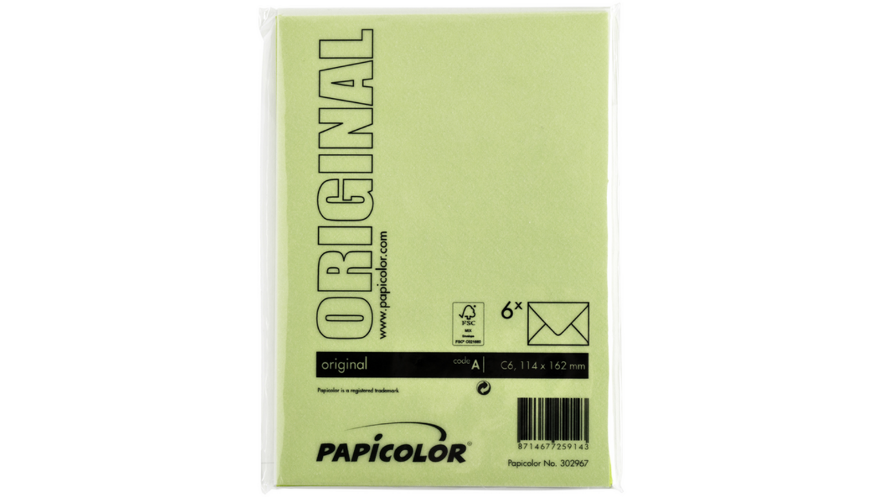 Envelop Papicolor C6 114x162mm appelgroen