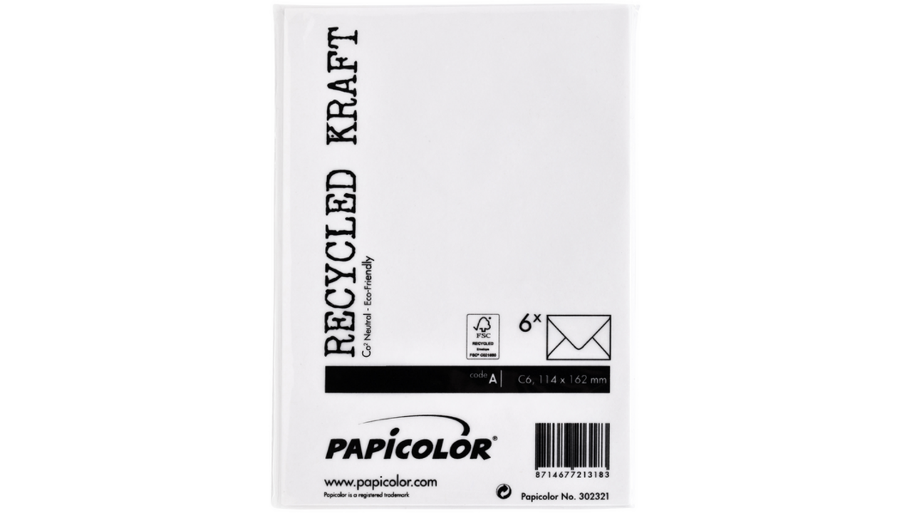 Envelop Papicolor C6 114x162mm kraft wit