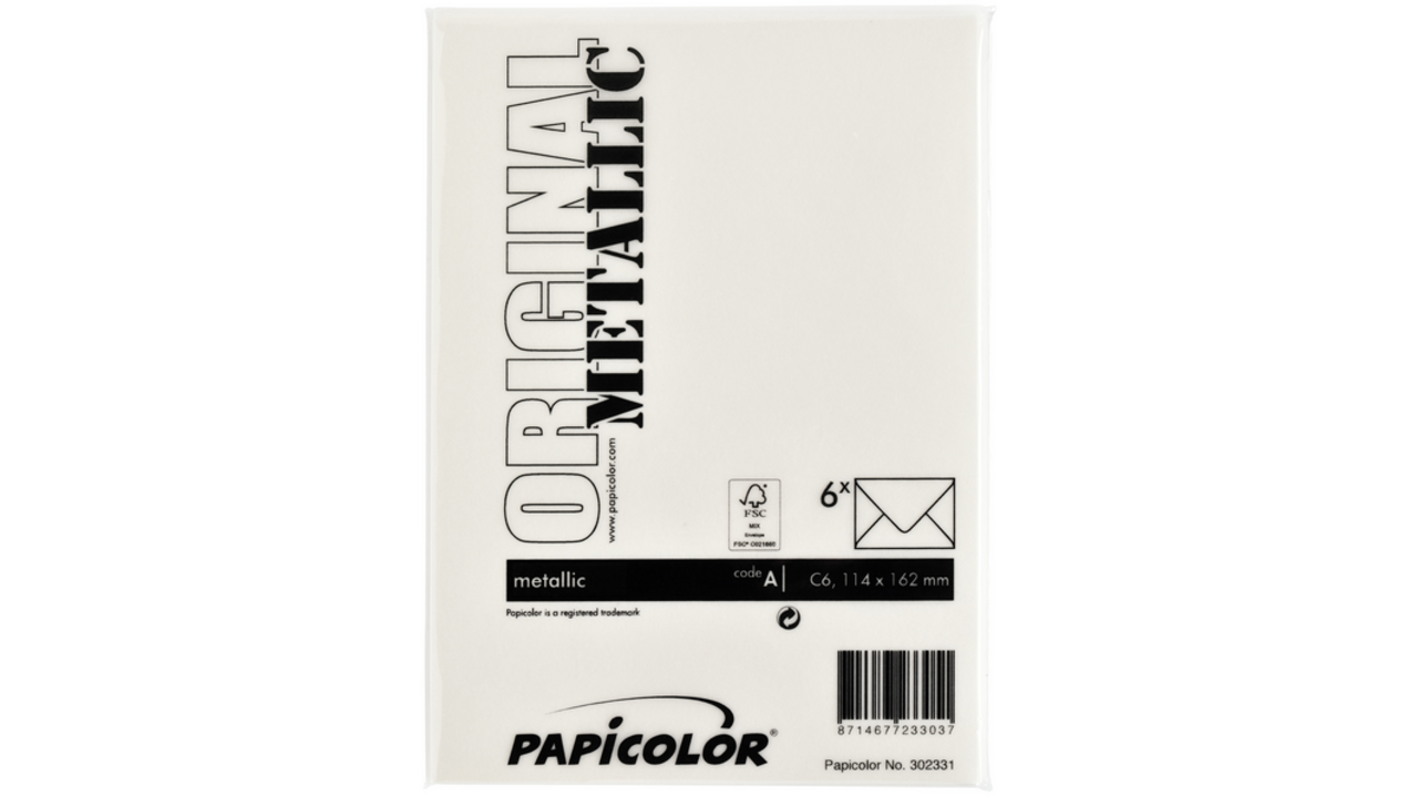 Envelop Papicolor C6 114x162mm metallic ivoor