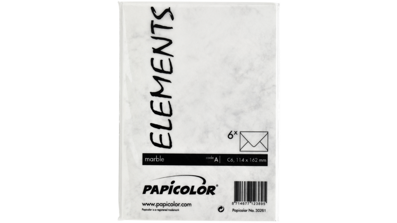 Envelop Papicolor C6 114x162mm marble grijs