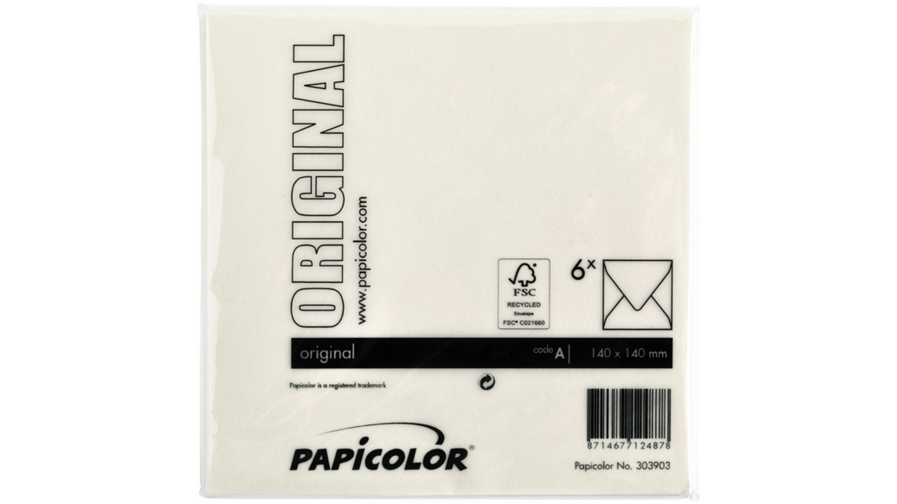 Envelop Papicolor 140x140mm anjerwit