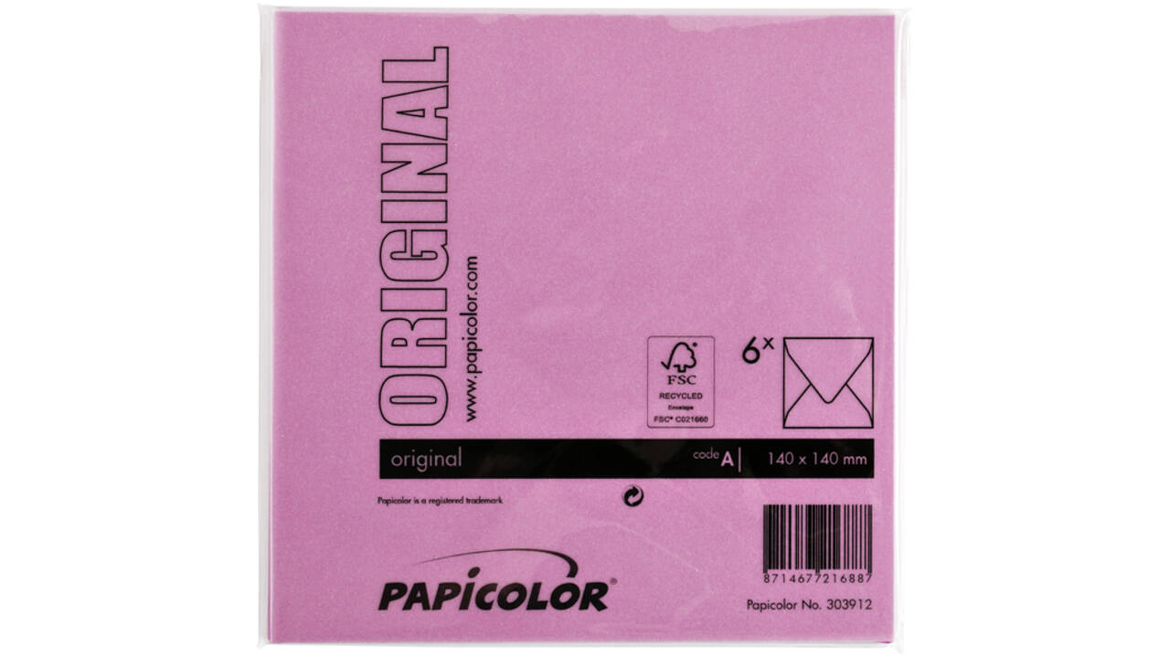Envelop Papicolor 140x140mm felroze