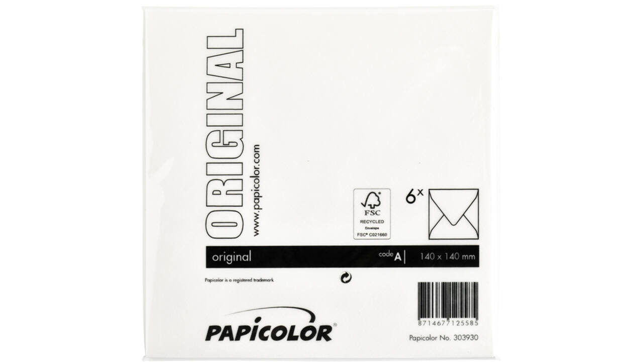 Envelop Papicolor 140x140mm hagelwit