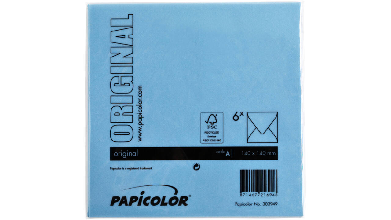 Envelop Papicolor 140x140mm hemelsblauw