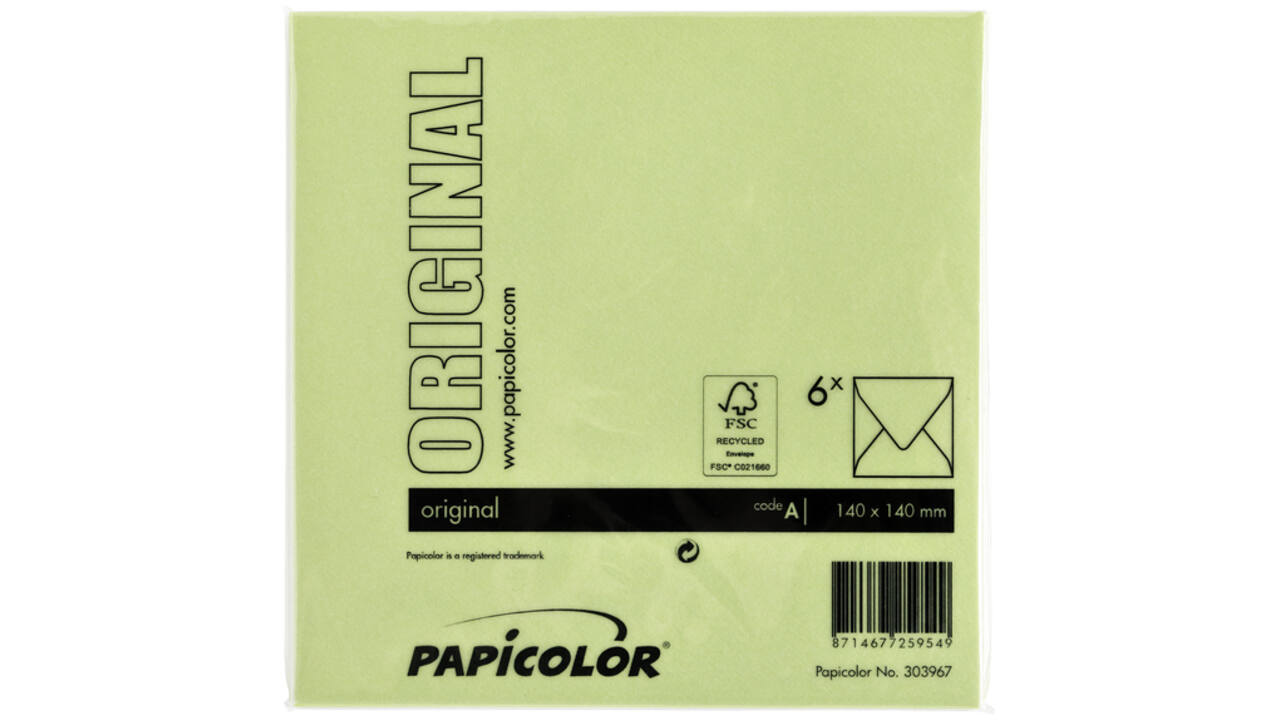 Envelop Papicolor 140x140mm appelgroen
