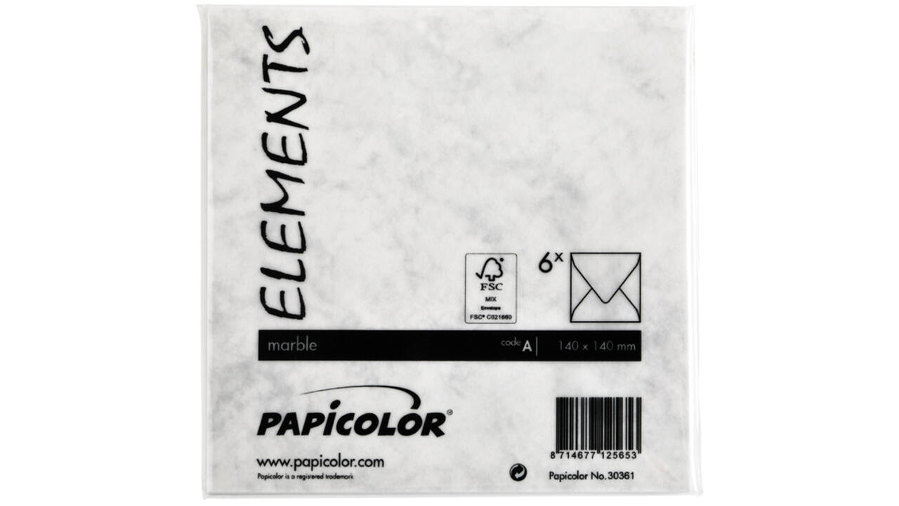 Envelop Papicolor 140x140mm marble grijs