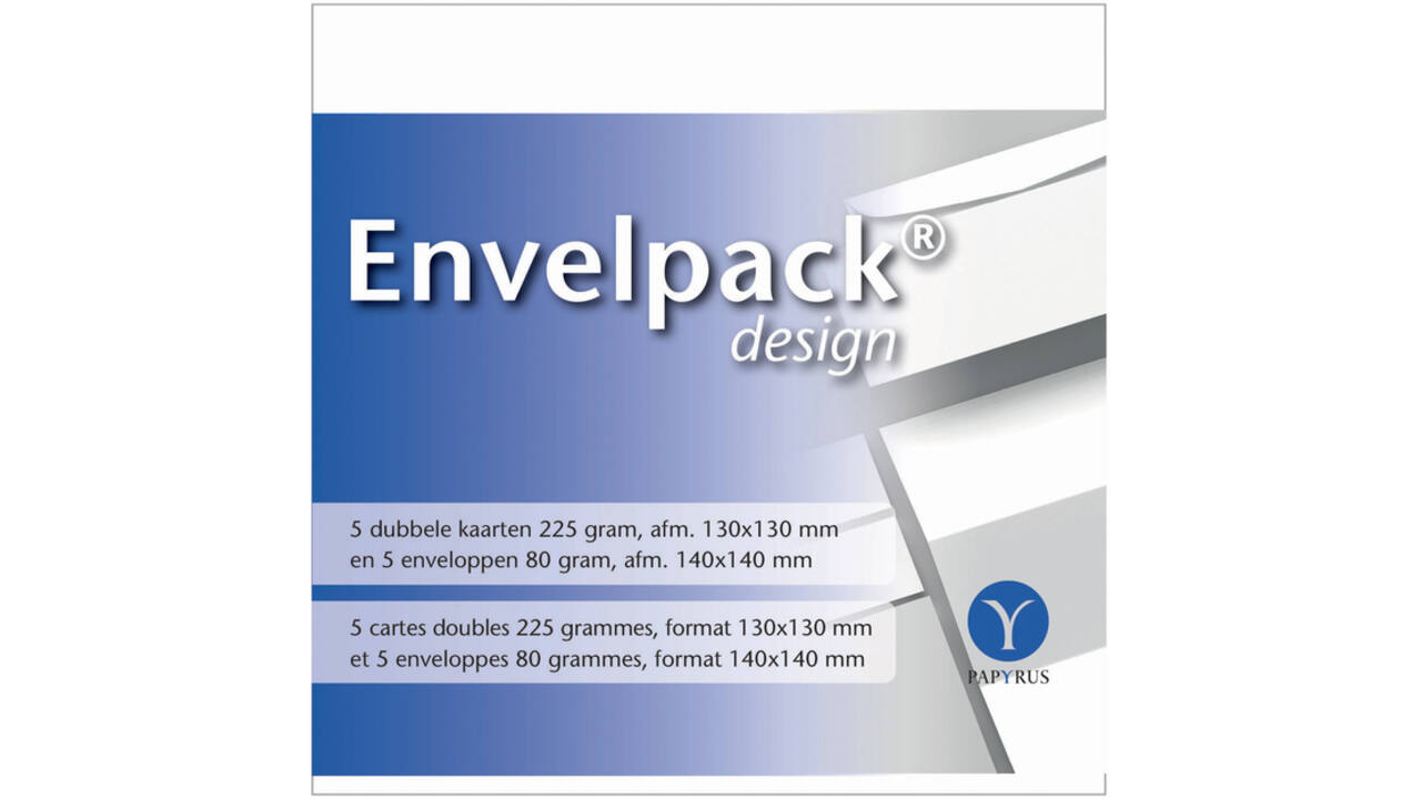 Dubbele kaart Papyrus Envelpack Design vierkant 140x140mm wit 894446