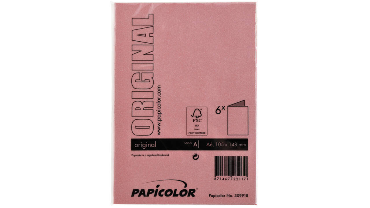 Correspondentiekaart Papicolor dubbel 105x148mm rood pak à 6 stuks