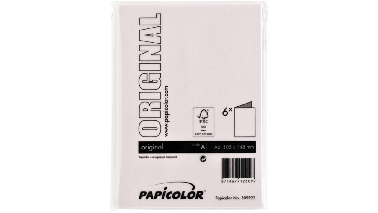 Correspondentiekaart Papicolor dubbel 105x148mm lichtroze pak à 6 stuks