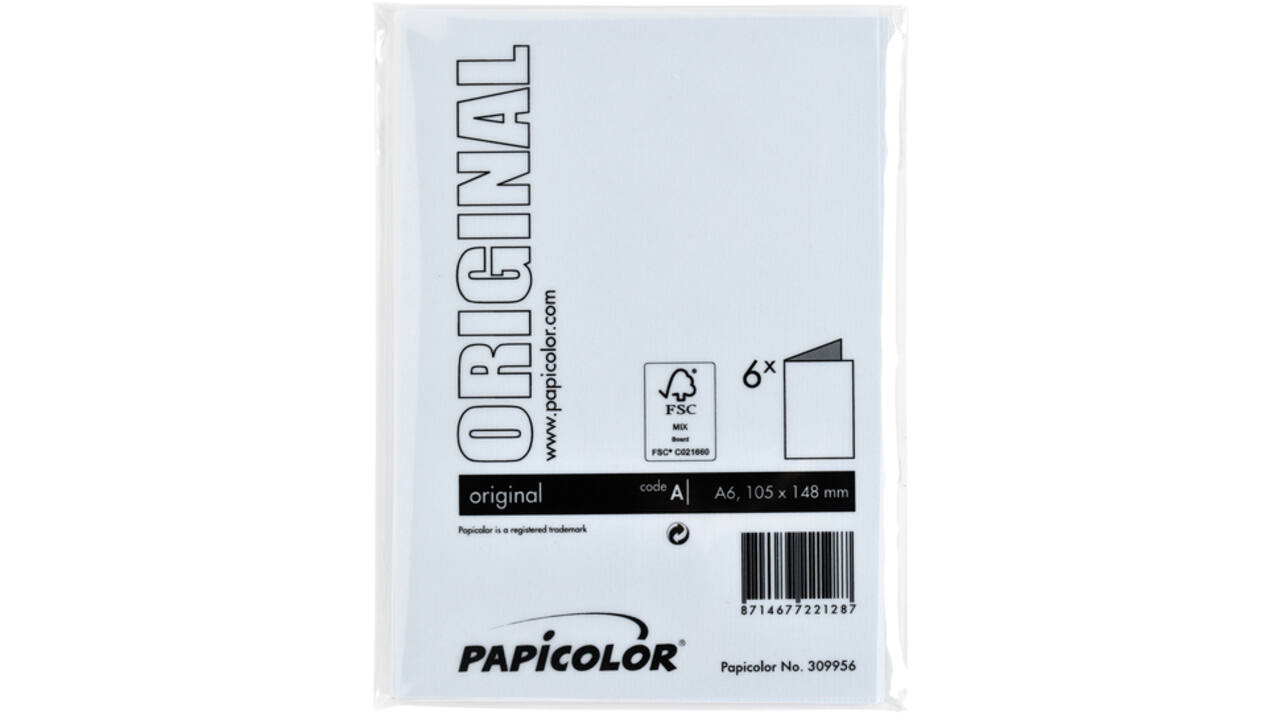 Correspondentiekaart Papicolor dubbel 105x148mm babyblauw pak à 6 stuks