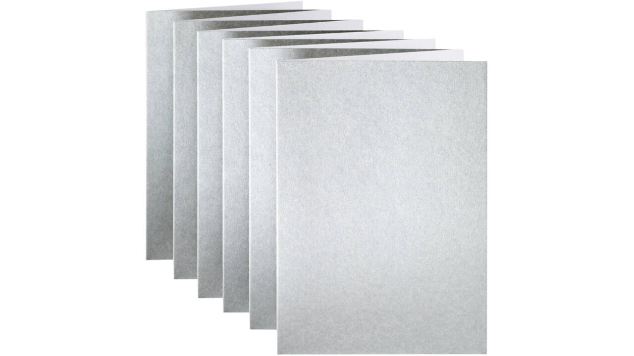 Correspondentiekaart Papicolor dubbel 105x148mm metallic zilver pak à 6 stuks