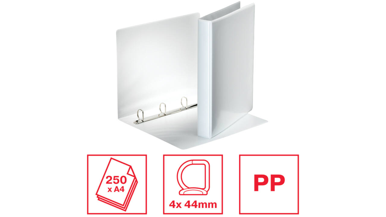 Presentatieringband Esselte Essentials panorama A4 4-rings D-mechaniek 44mm wit