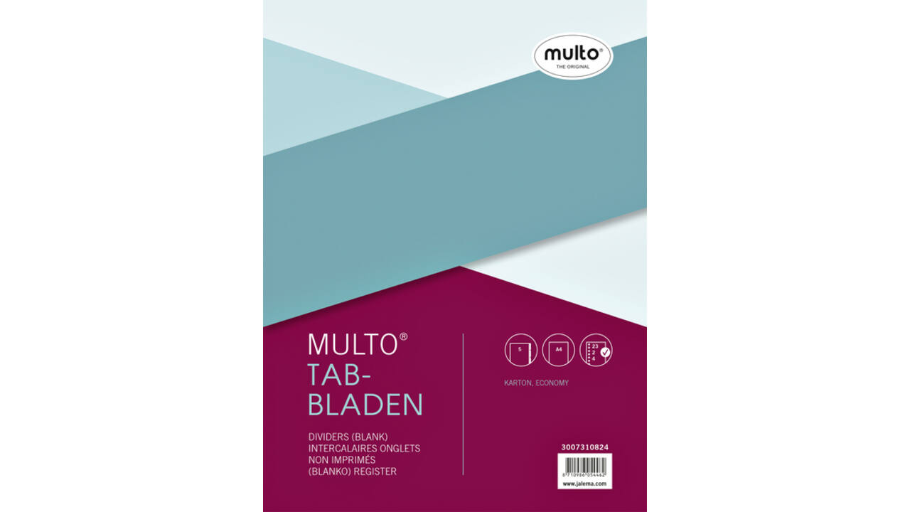 Tabbladen Multo economy A4 23-gaats 5-delig assorti