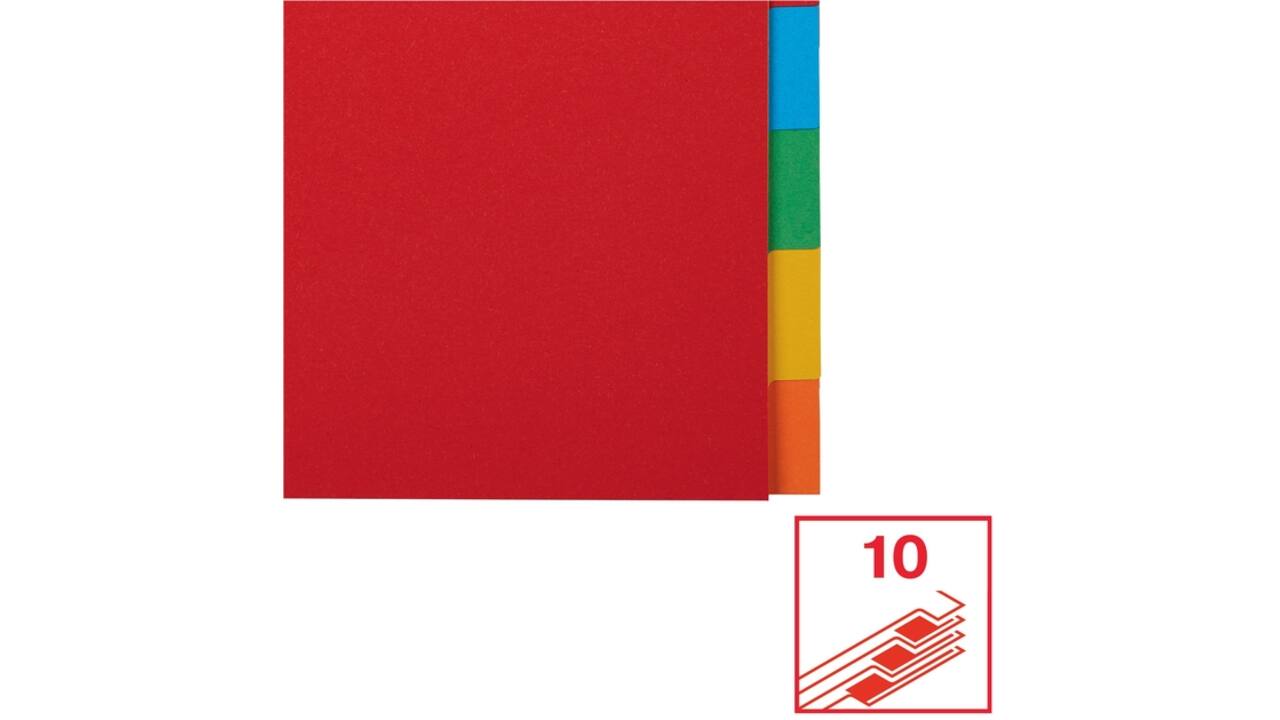 Tabbladen Esselte Economy A4 10-delig karton 11-rings assorti