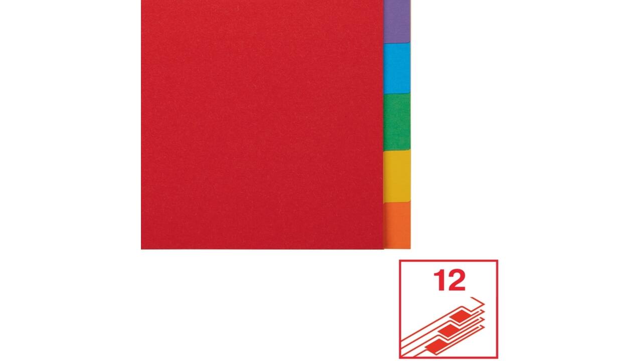 Tabbladen Esselte Economy A4 12-delig karton 11-rings assorti