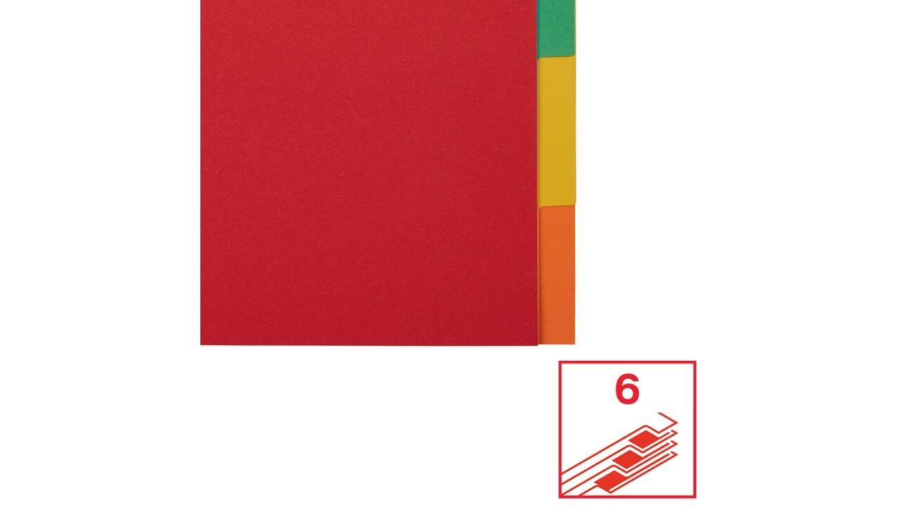 Tabbladen Esselte Economy A4 6-delig karton 11-rings assorti