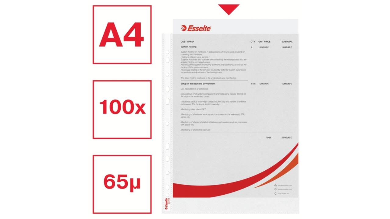Showtas Esselte standaard 0,07mm PP A4 100 stuks