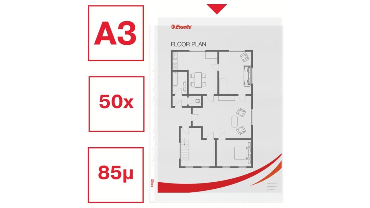 Showtas Esselte PP A3 recht 50 stuks