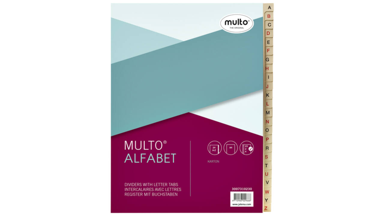 Tabbladen Multo A4 23-rings 24-delig A-Z karton chamois
