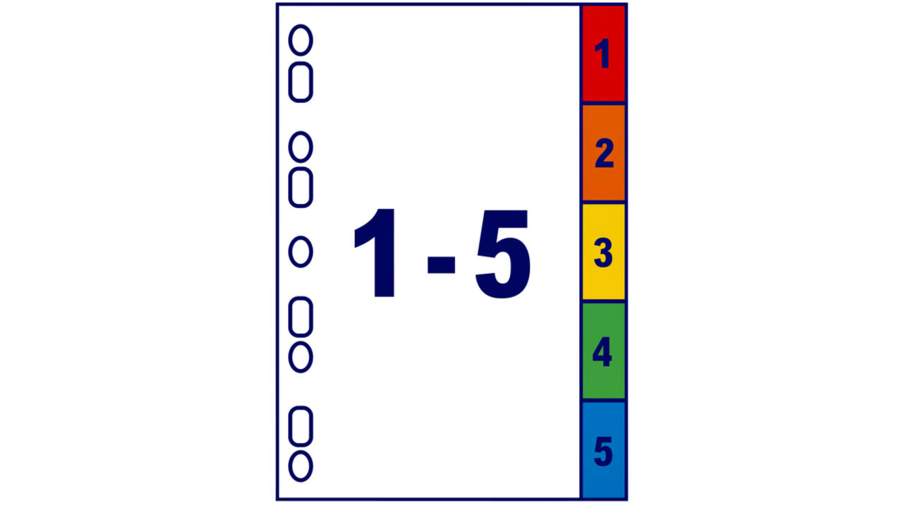 Tabbladen Avery Indexmaker 9-gaats 5-delig wit